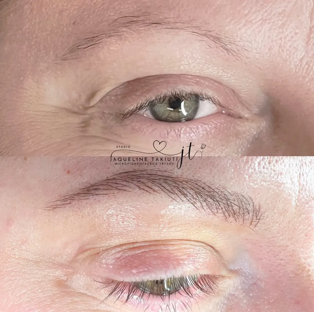 Nanoblading antes e depois — sobrancelhas naturais em Setúbal